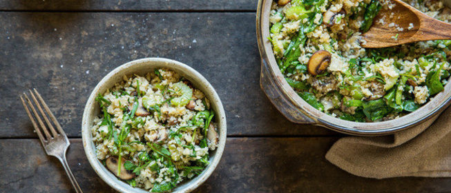 Цветная капуста с грибами и шпинатом