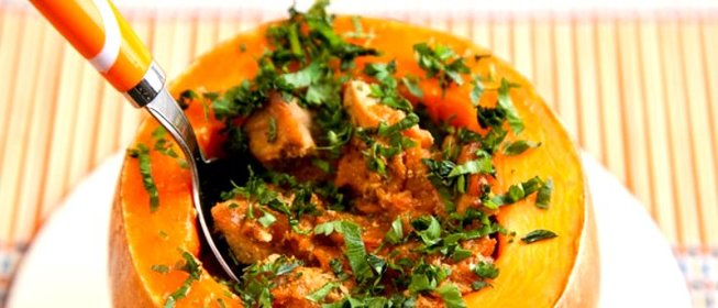 Тыква, фаршированная мясом