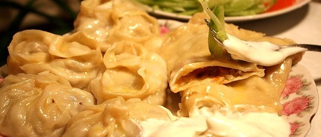 Манты с тыквой и курицей