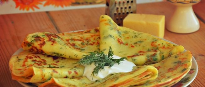 Блинчики с сыром и зеленью
