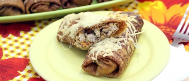 Блины фаршированные мясом и овощами