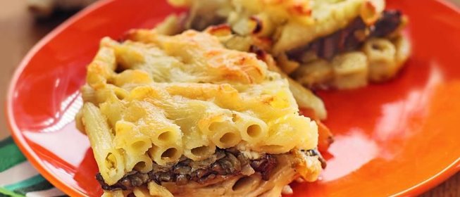 Запеканка из макарон с грибами