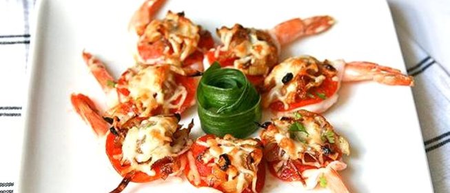 Закуска с креветками и пепперони