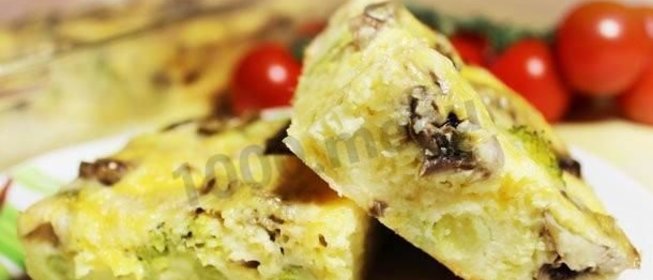 Запеканка из брокколи с грибами и сыром