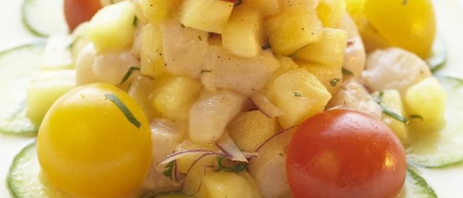 Севиче из ананаса с морским гребешком