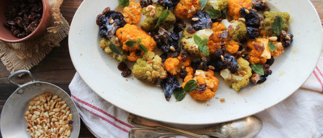 Цветная капуста с мятой и кедровыми орешками