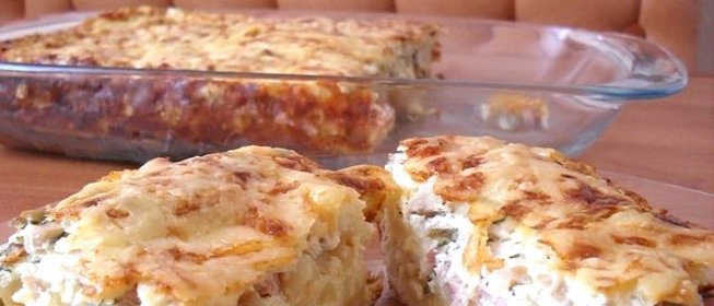 Запеканка из макарон и сосисок