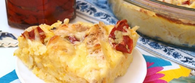 Овощная запеканка с куриным филе и вялеными помидорами
