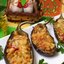 Баклажаны фаршированные овощами и копчёной грудинкой