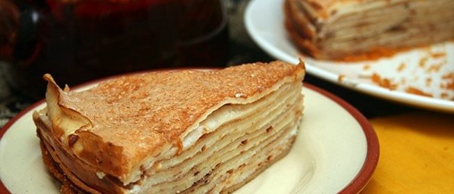 Блинчатый торт с грибами