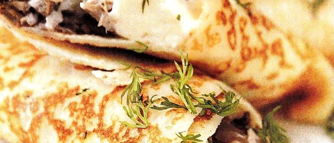 Блинчики с курицей и сыром