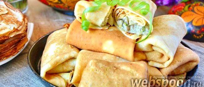 Блинчики с вёшенками и опятами