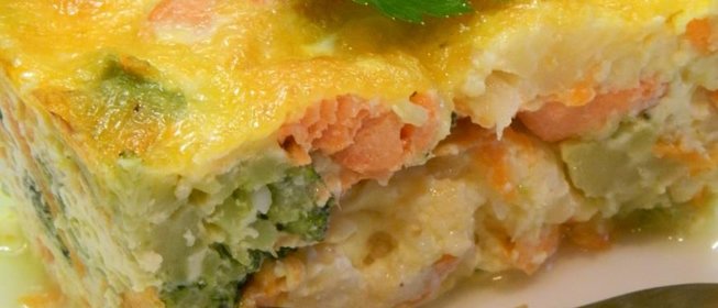 Овощная запеканка с семгой