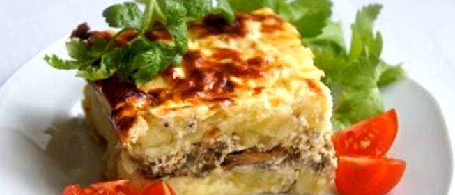 Запеканка с курицей и грибами