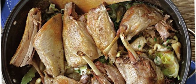 Рагу из утки с вешенками