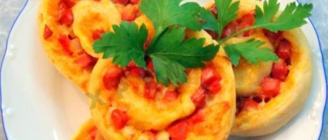 Рулетики-пиццы из творожного теста