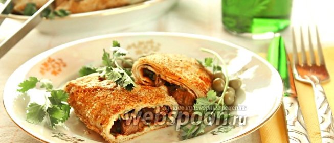 Блинчики с мясом и сыром в хрустящей панировке