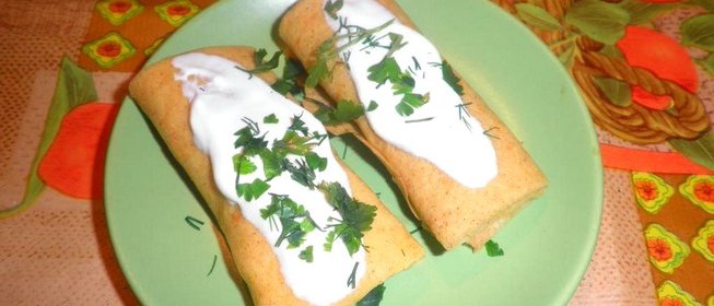 Блинчики с рисом и печенкой