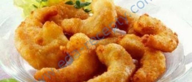 Картофель с креветками в кляре