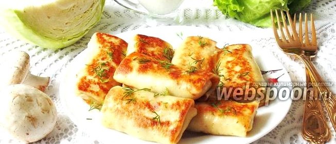 Блинчики с капустой и грибами