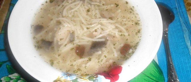 Суп с вермишелью и грибами в микроволновой печи