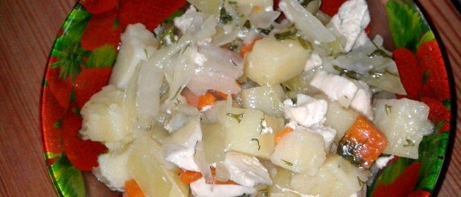 Овощное рагу с грудинкой для детей