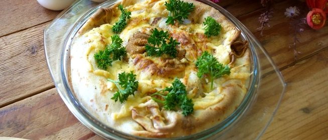 Пирог блинный с курицей