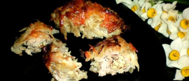 Мясные рулетики в картофельной панировке