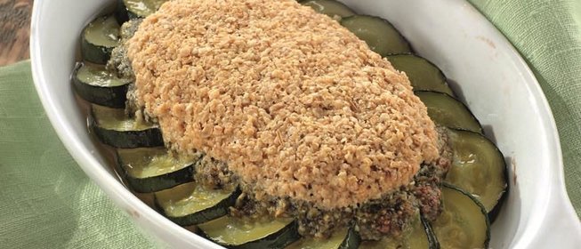Кабачки с песто в овсяной крошке