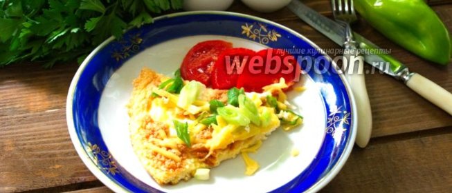 Омлет с сыром, перцем и зелёным луком
