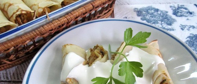 Блинчики с начинкой из варенной говядины