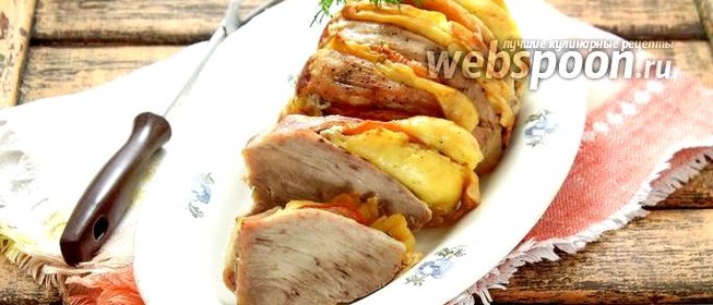 Свинина гармошкой с помидорами и сыром