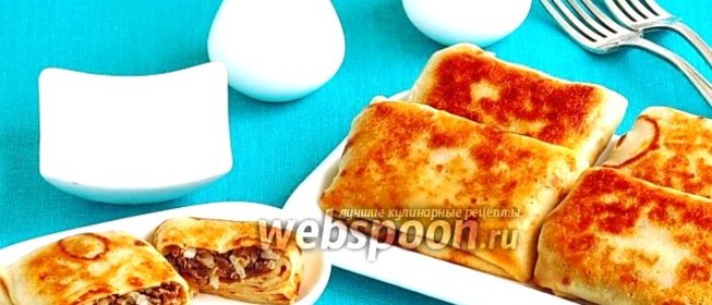 Блинчики с начинкой из куриных желудочков и риса