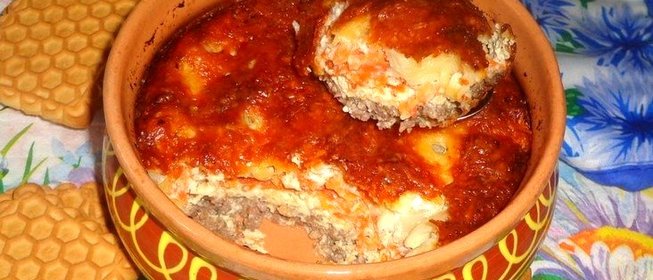 Запеканка из мясного фарша и овощей