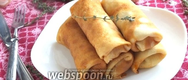 Блинчики с капустой и копчёной грудинкой