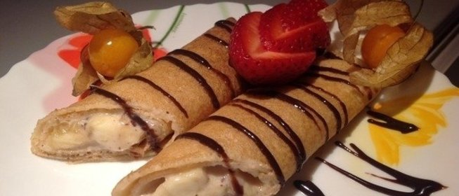 Блинчики с маскарпоне и бананами
