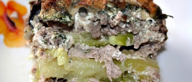 Кабачковая запеканка с фаршем