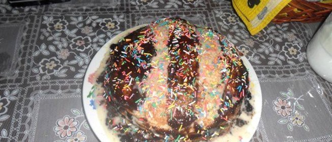 Блинный торт с шоколадной помадкой