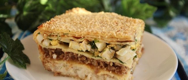 Блинчатый пирог с тремя начинками