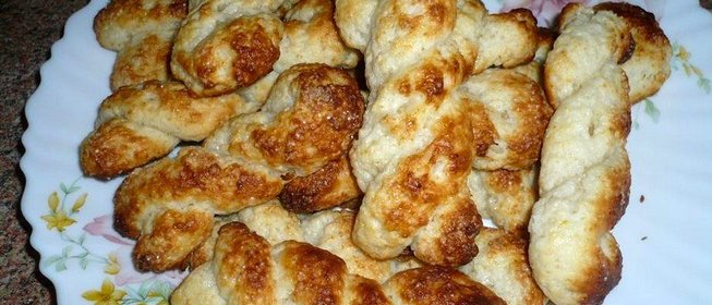 Творожное печенье косичка