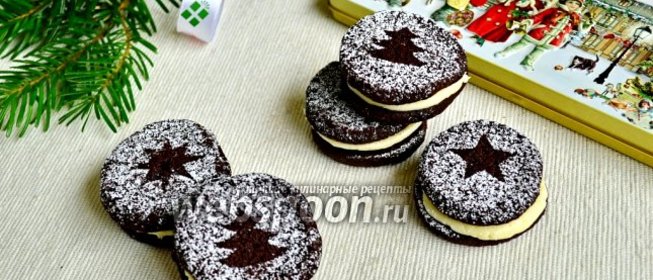 Шоколадное печенье с миндальным кремом