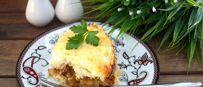Запеканка мясная с рисом
