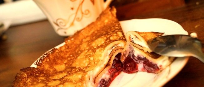 Тонкие блинчики с творогом