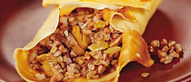 Постные блинчики с гречкой