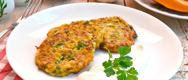 Оладьи из тыквы с грибами и сыром