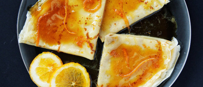 Блинчики в апельсиновом сиропе с коньяком