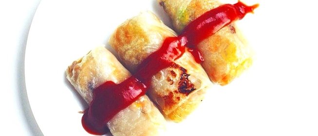 Запеченные вегетарианские блинчики в рисовой бумаге