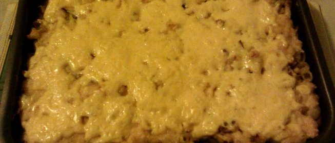 Запеканка из макарон с курицей