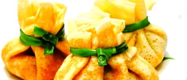 Фаршированные блинчики-мешочки