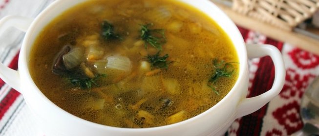 Постный рассольник с грибами